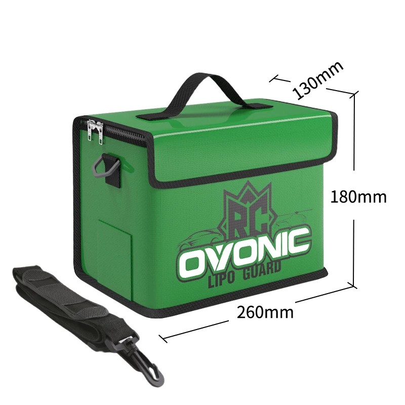 Bolsa ignífuga Ovonic para carga y almacenamiento LiPo 260×180×130 mm