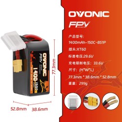 Batería Ovonic 1400mAh 8S 29.6V XT60 FPV
