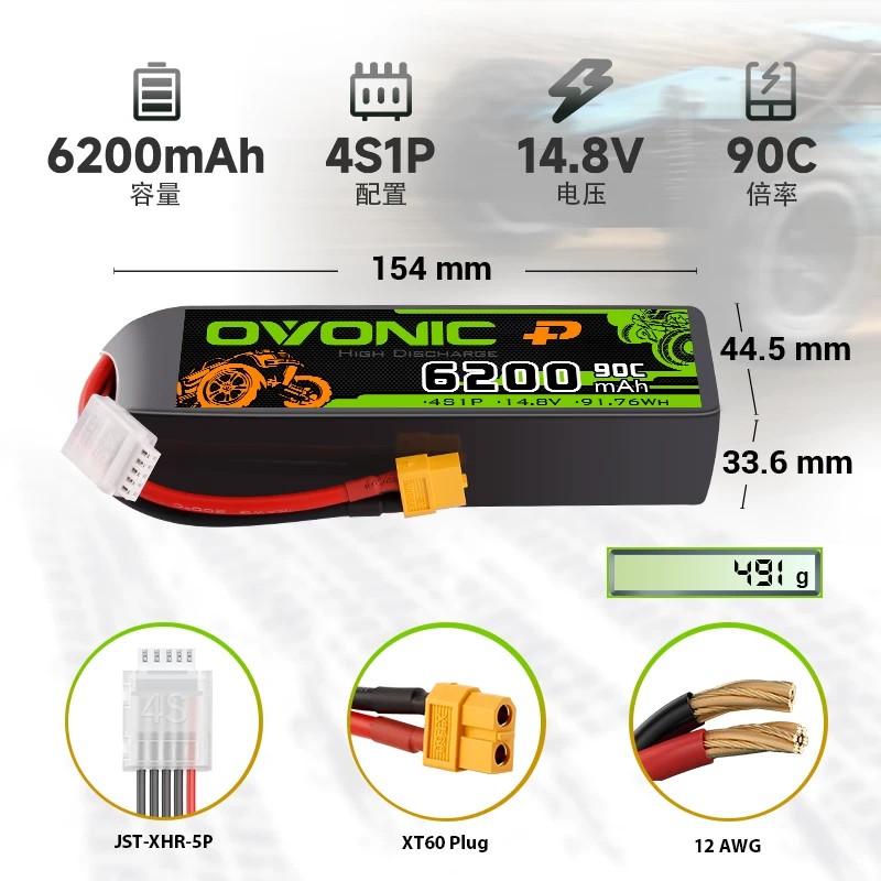 Batería Ovonic 6200mAh 4S 14.8V 90C XT60