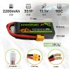 Batería Ovonic 2200mAh 3S 11.1V 90C XT60