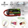 Batería Ovonic 2200mAh 2S 7.4V 90C XT60